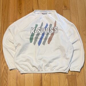 K-Swiss Men's White Sweater with Multicolor Stripes